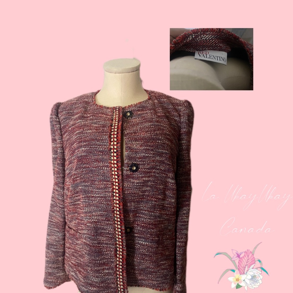 Giacca Metallic Tweed Jacket - Red valentino
